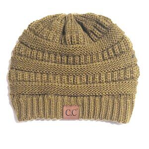 Coldwater Creek C.C. Olive Green Knit Beanie Hat